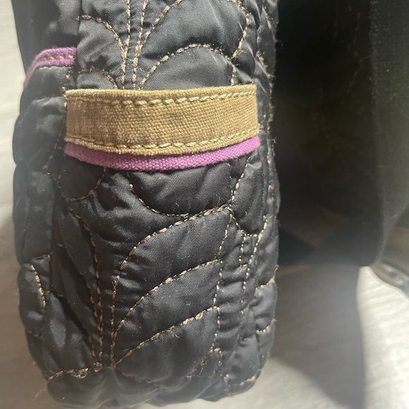 Fossil Key Per Black Quilted Messenger laptop bag satchel crossbody strap - Picture 7 of 11